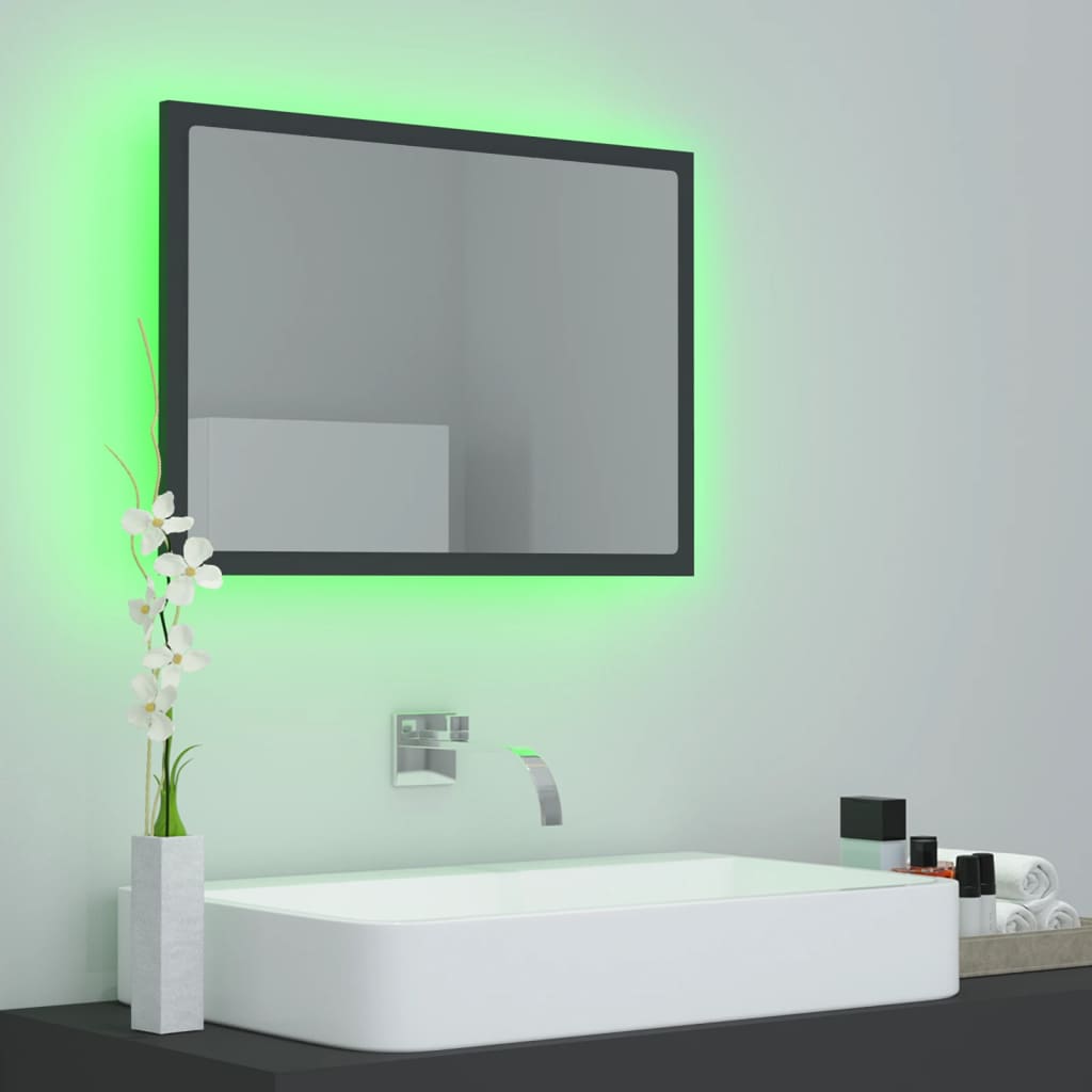 vidaXL LED Işıklı Banyo Aynası Gri 60x8,5x37 cm Sunta