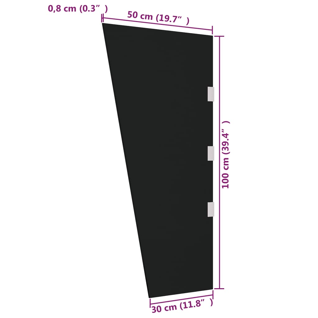 vidaXL Kapı Gölgeliği Yan Paneli Siyah 50x100 cm Temperli Cam