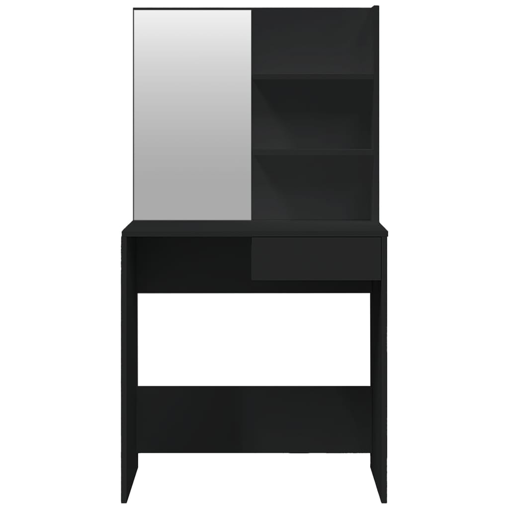 vidaXL Aynalı Makyaj Masası Siyah 74,5x40x141 cm