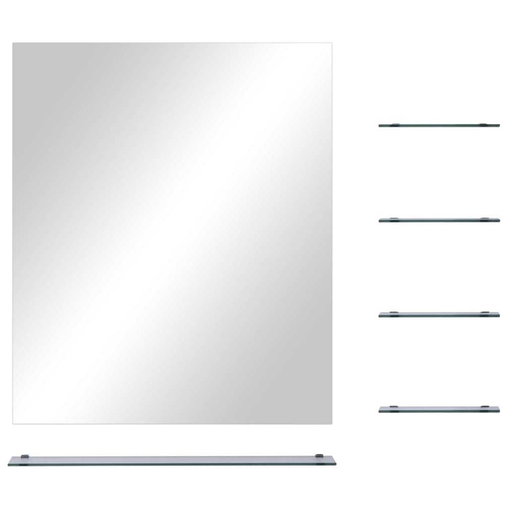 vidaXL 5 Raflı Duvar Aynası Gümüş Rengi 50x60 cm