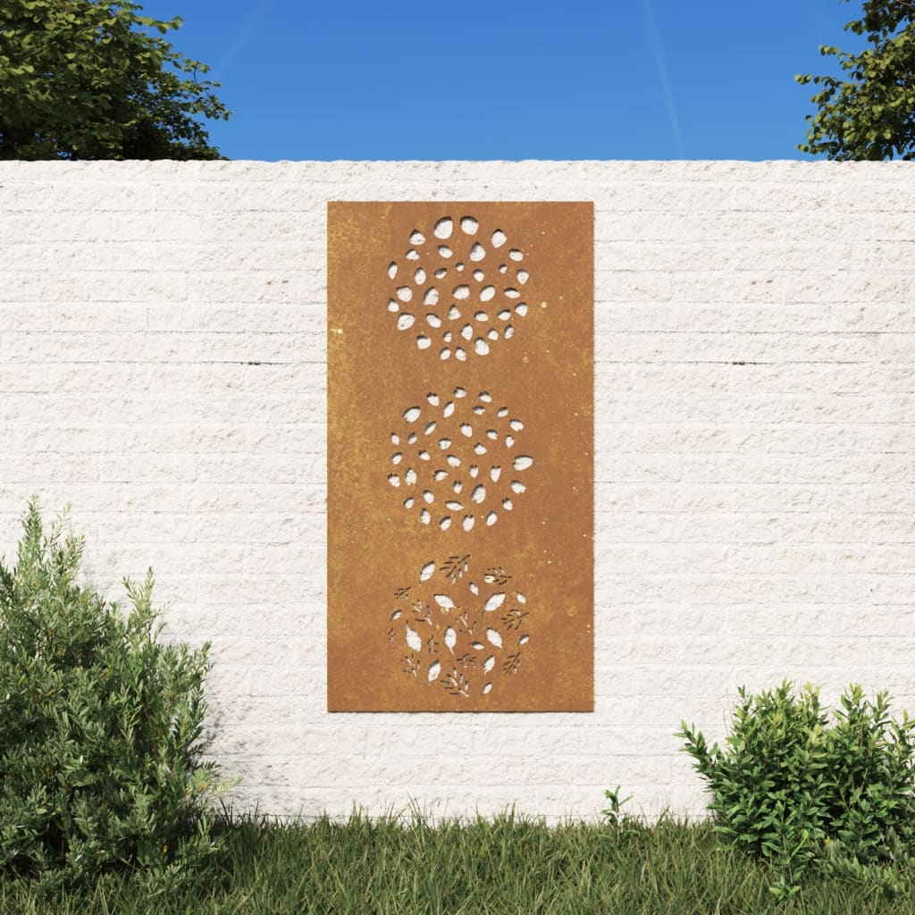 vidaXL Bahçe Duvarı Dekorasyonu 105x55 cm Corten Çelik Yaprak Tasarım