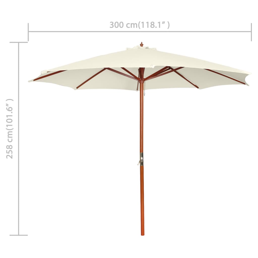 vidaXL Güneş Şemsiyesi 300x258 cm Kum Beyazı