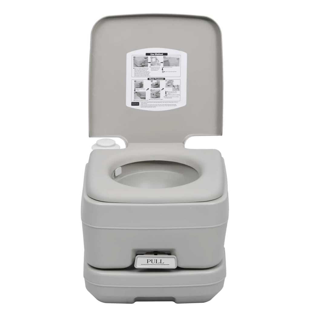 vidaXL Portatif Tuvalet Gri 10+10 L