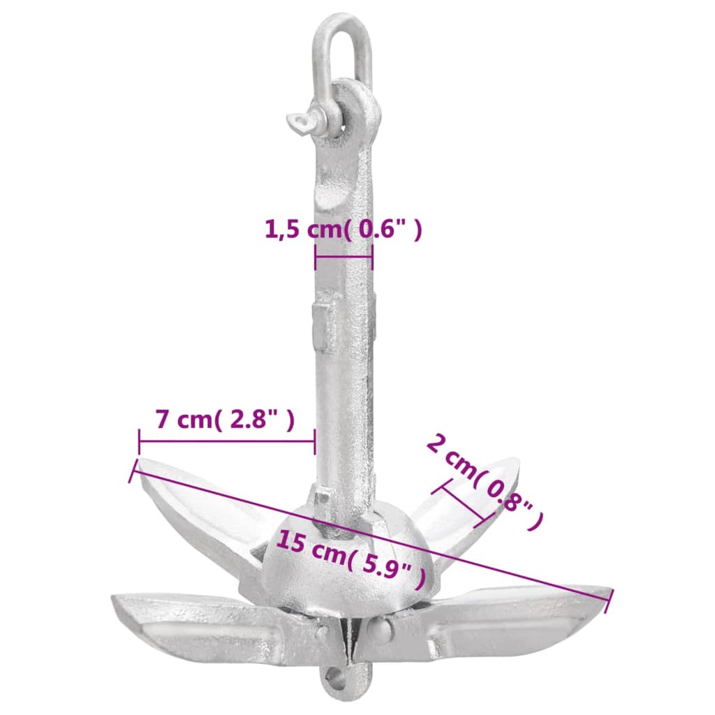 vidaXL Halatlı Katlanır Şemsiye Çapa Gümüş 0,7 kg Dövülebilir Demir