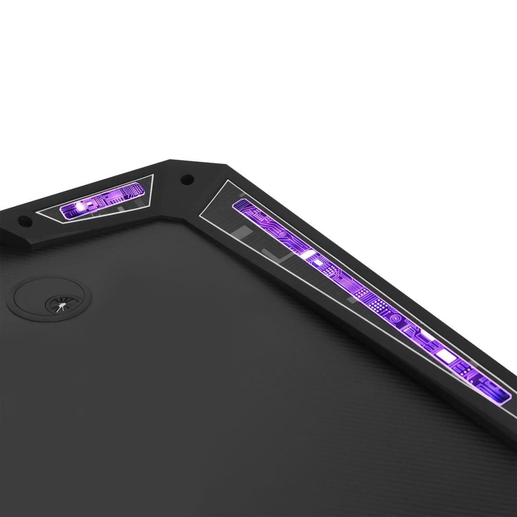 vidaXL LED Işıklı Oyuncu Masası Y Şekilli Siyah 110x60x75 cm